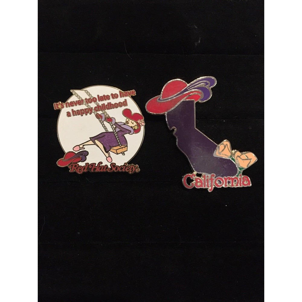 Two The Red Hat Society Collector Pins 2009 pinback